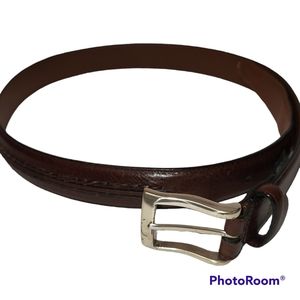 Brighton 34in Leather Belt with Braiding Accent with Silver Colored Buckle